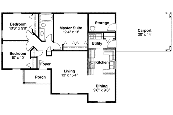 Floor Plan - Main Floor for Traditional House Plan #124-359 - 3 bed, 1 bath