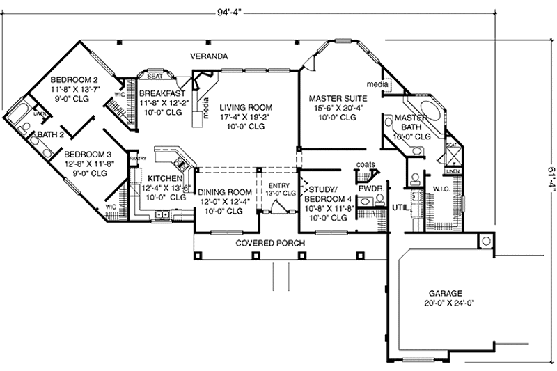 Dream House Plan - Floor Plan - Main Floor for Mediterranean House Plan #472-366 - 4 bed, 2.5 bath