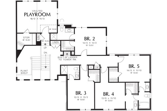 Floor Plan - Upper Floor for Mediterranean House Plan #48-361 - 5 bed, 5 bath