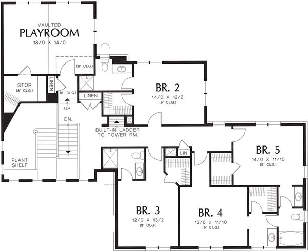 House Blueprint - Mediterranean Floor Plan - Upper Floor Plan #48-361