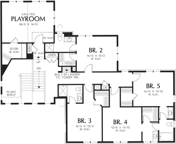 Mediterranean Floor Plan - Upper Floor Plan #48-361