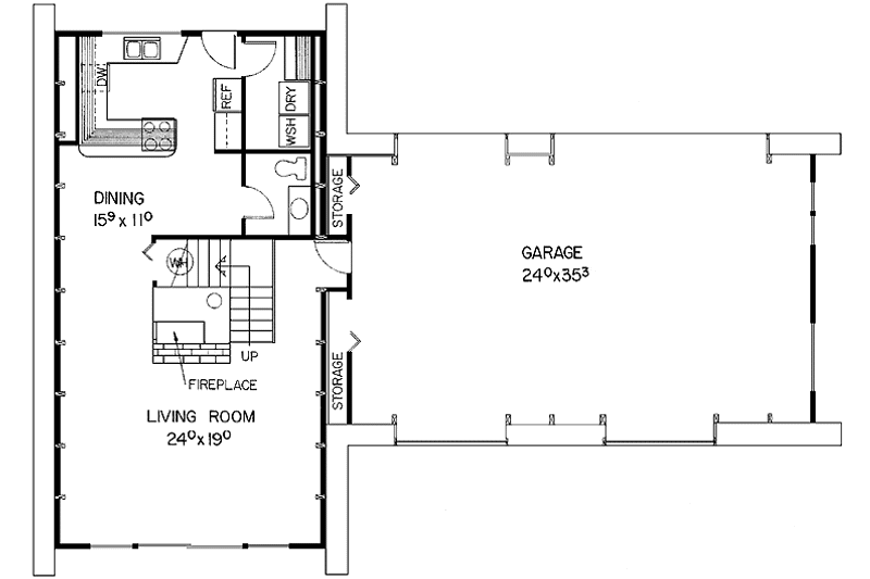 Home Plan - Floor Plan - Main Floor for Contemporary House Plan #60-856 - 1 bed, 2.5 bath