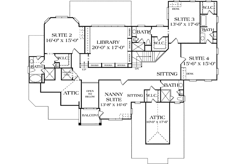 Dream House Plan - Floor Plan - Upper Floor for Mediterranean House Plan #453-439 - 6 bed, 7 bath