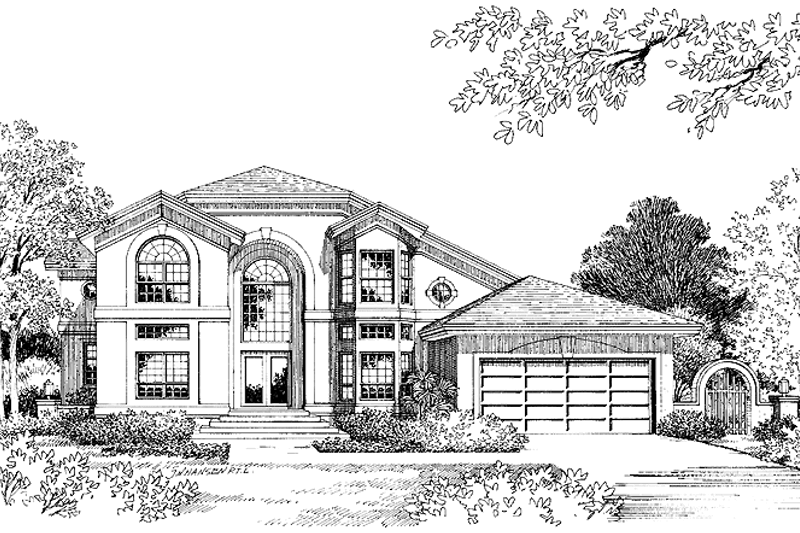 Dream House Plan - Mediterranean Exterior - Front Elevation Plan #417-506