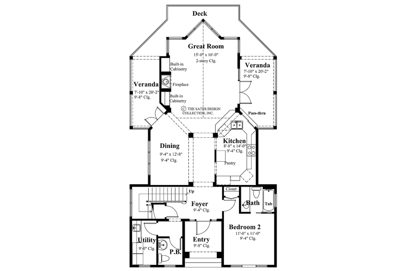 House Blueprint - Floor Plan - Main Floor for Contemporary House Plan #930-152 - 2 bed, 2.5 bath