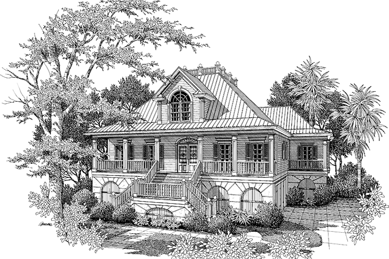 Architectural House Design - Country Exterior - Front Elevation Plan #37-266