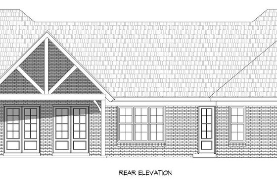 Exterior - Rear Elevation for Southern House Plan #932-812 - 3 bed, 2.5 bath