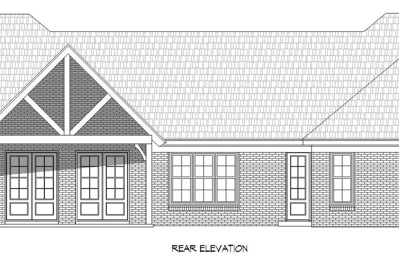 House Blueprint - Exterior - Rear Elevation for Southern House Plan #932-812 - 3 bed, 2.5 bath