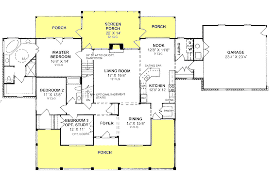 Floor Plan - Main Floor for Country House Plan #20-182 - 3 bed, 2 bath