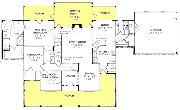 Architectural House Design - Country Floor Plan - Main Floor Plan #20-182