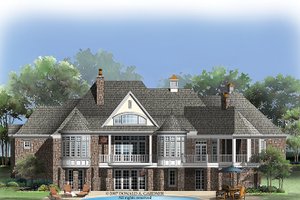 Exterior - Rear Elevation 1 for European House Plan #929-912 - 4 bed, 4 bath