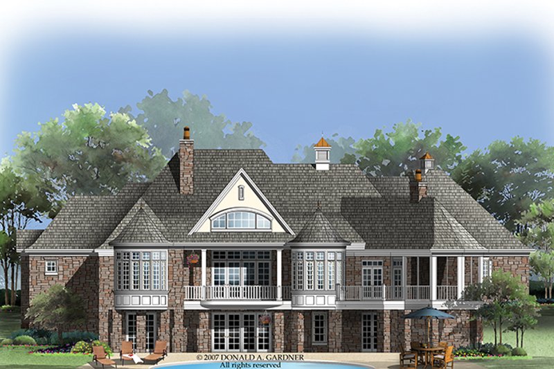 Dream House Plan - Exterior - Rear Elevation 1 for European House Plan #929-912 - 4 bed, 4 bath
