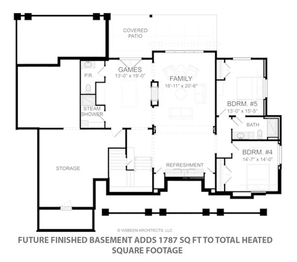 Home Plan - Floor Plan - Lower Floor for Farmhouse House Plan #928-455 - 4 bed, 3.5 bath