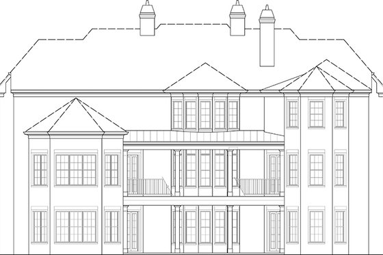 Exterior - Rear Elevation for European House Plan #119-423 - 6 bed, 6.5 bath