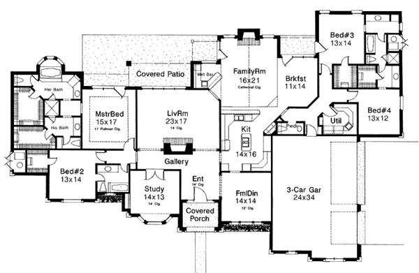 House Design - Traditional Floor Plan - Main Floor Plan #310-1087