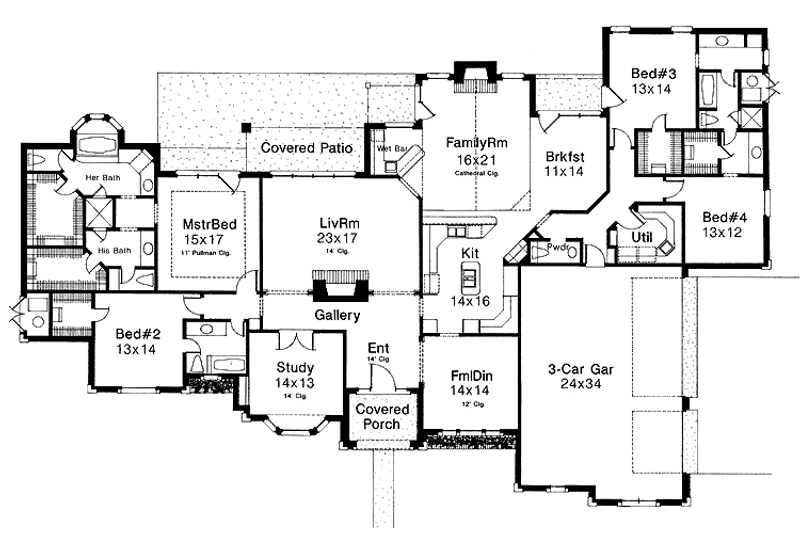 Home Plan - Floor Plan - Main Floor for Traditional House Plan #310-1087 - 4 bed, 3.5 bath