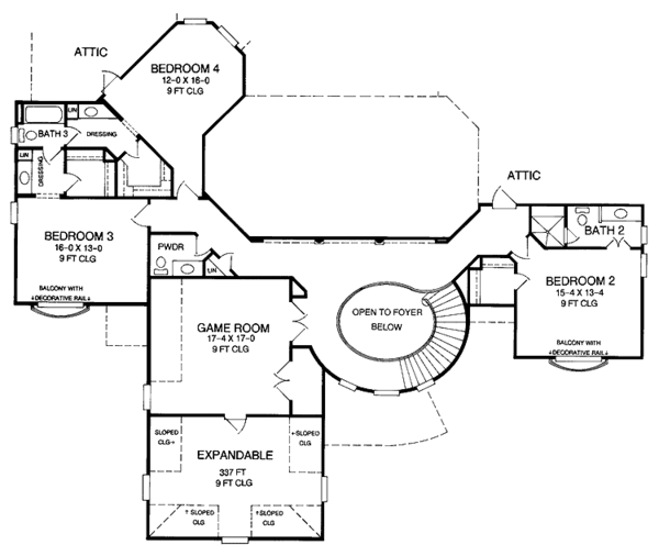 Architectural House Design - Country Floor Plan - Upper Floor Plan #952-284