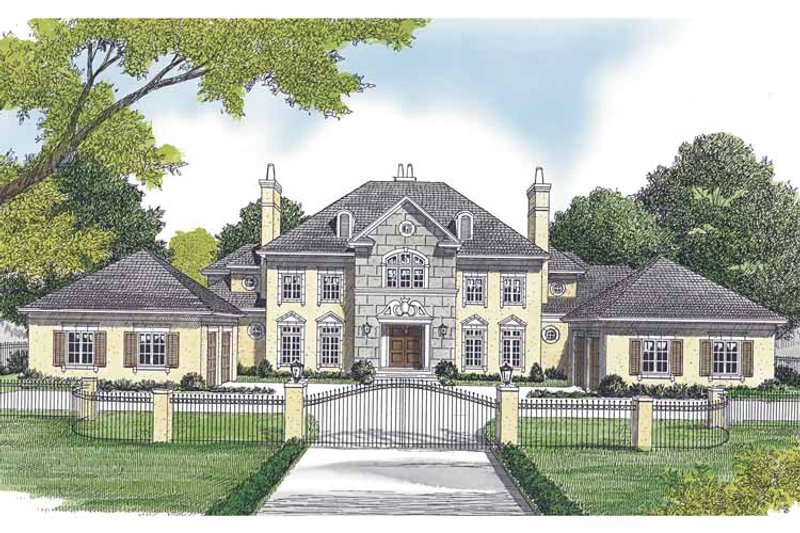 Home Plan - Exterior - Front Elevation 3 for European House Plan #453-600 - 5 bed, 5.5 bath
