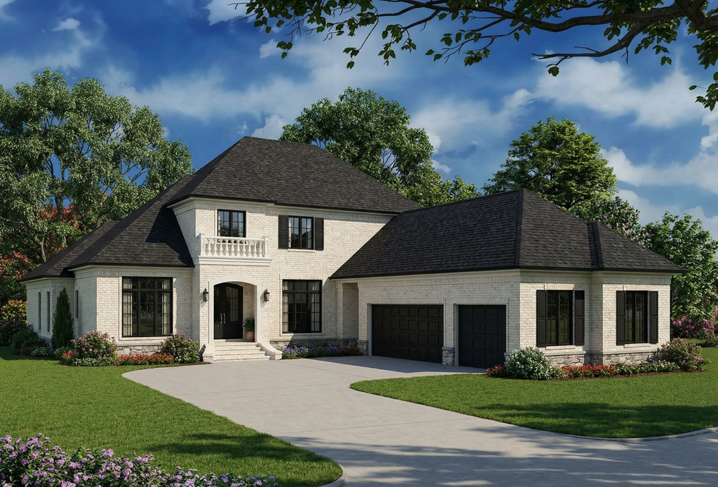 Exterior - Front Elevation 2 for Traditional House Plan #17-251 - 4 bed, 3.5 bath