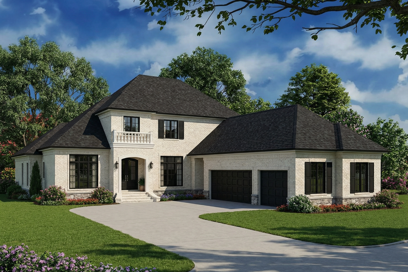 Exterior - Front Elevation 2 for Traditional House Plan #17-251 - 4 bed, 3.5 bath