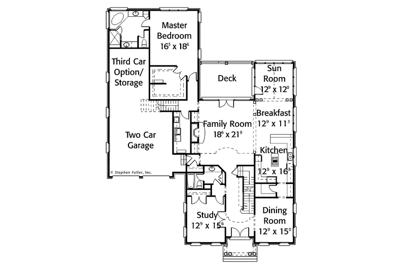 Architectural House Design - Floor Plan - Main Floor for Colonial House Plan #429-322 - 3 bed, 4 bath