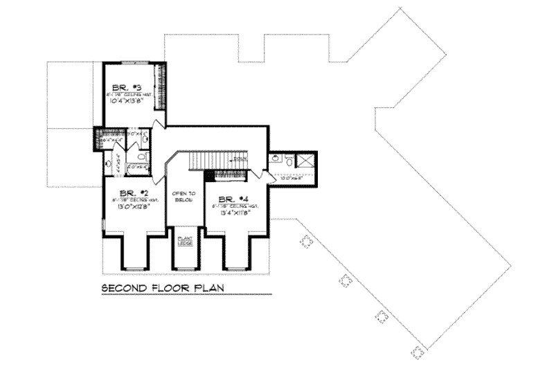 Home Plan - Floor Plan - Upper Floor for Farmhouse House Plan #70-538 - 4 bed, 3.5 bath