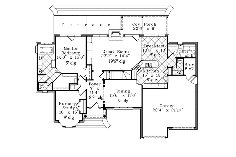 Dream House Plan - Floor Plan - Main Floor for Traditional House Plan #985-9 - 3 bed, 2.5 bath