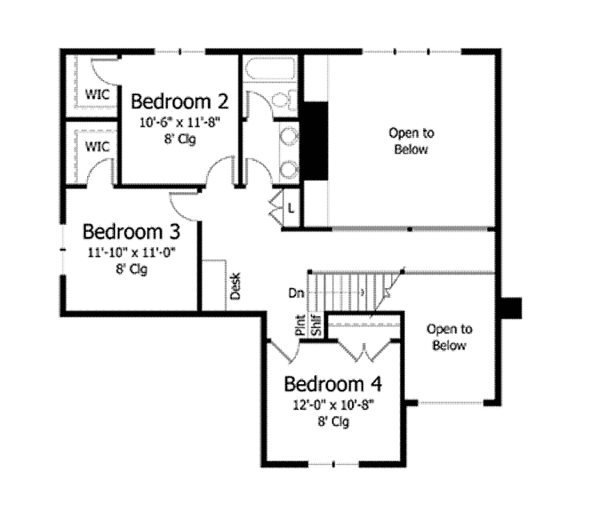 House Plan Design - Colonial Floor Plan - Upper Floor Plan #51-1035