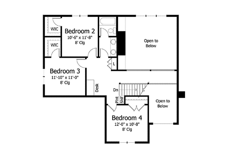 Home Plan - Floor Plan - Upper Floor for Colonial House Plan #51-1035 - 4 bed, 2.5 bath