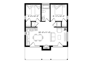 Floor Plan - Main Floor for Contemporary House Plan #23-2605 - 2 bed, 1 bath