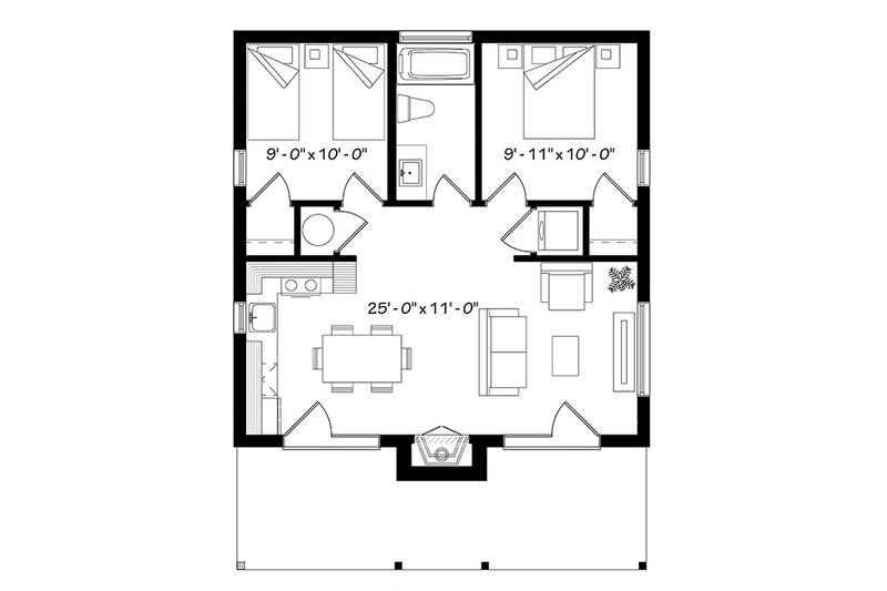 House Blueprint - Floor Plan - Main Floor for Contemporary House Plan #23-2605 - 2 bed, 1 bath