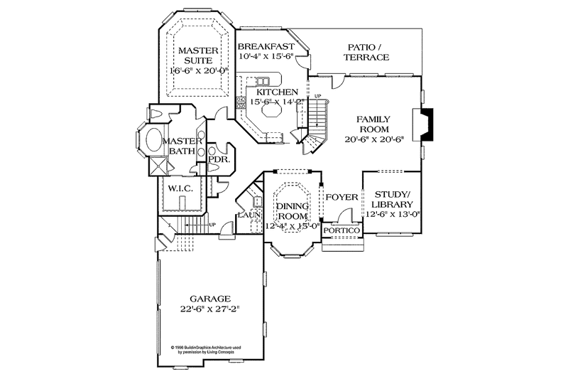 Architectural House Design - Floor Plan - Main Floor for Traditional House Plan #453-224 - 4 bed, 3.5 bath