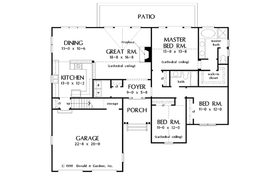Floor Plan - Main Floor for Ranch House Plan #929-420 - 3 bed, 2 bath