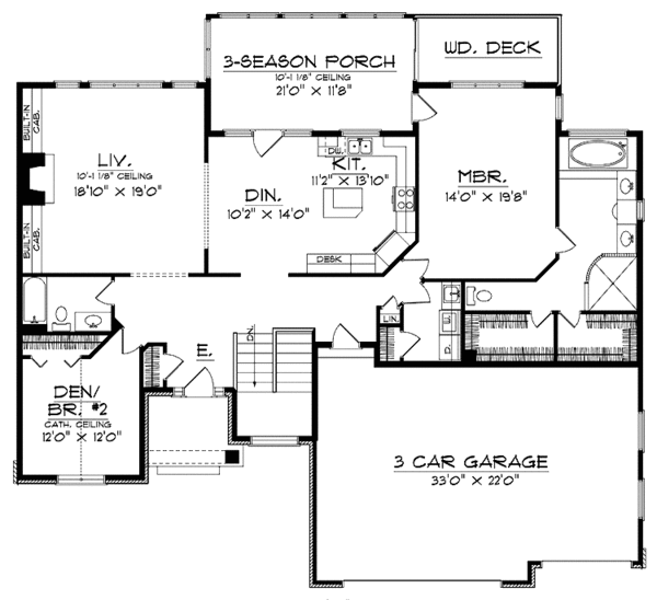 House Blueprint - Traditional Floor Plan - Main Floor Plan #70-1373