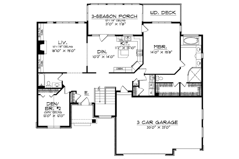 Dream House Plan - Floor Plan - Main Floor for Traditional House Plan #70-1373 - 2 bed, 2 bath