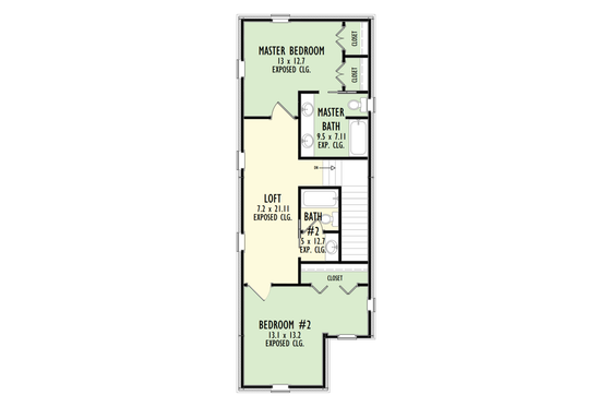 Floor Plan - Upper Floor for Barndominium House Plan #1092-3 - 2 bed, 2.5 bath