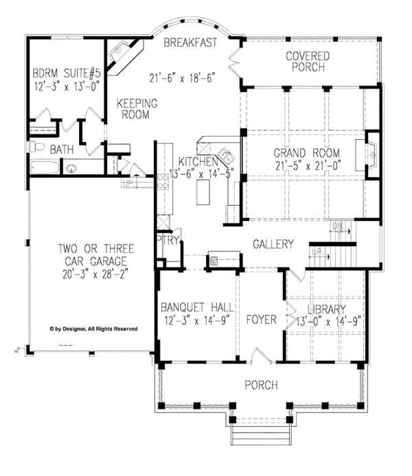 House Plan Design - Colonial Floor Plan - Main Floor Plan #54-357