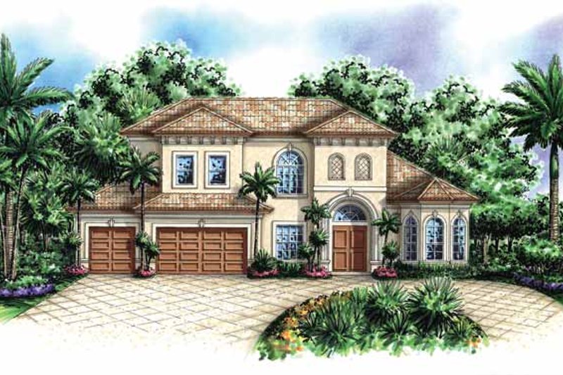 Architectural House Design - Mediterranean Exterior - Front Elevation Plan #1017-129