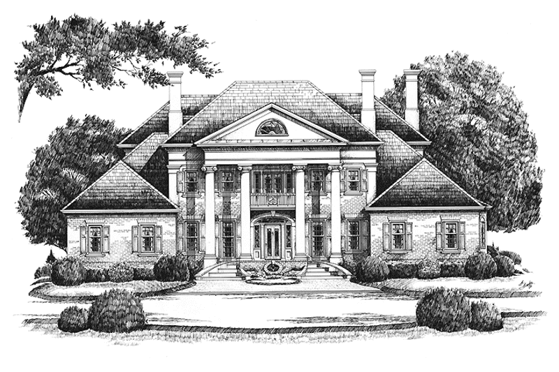 Home Plan - Exterior - Front Elevation 3 for Classical House Plan #429-144 - 5 bed, 3.5 bath