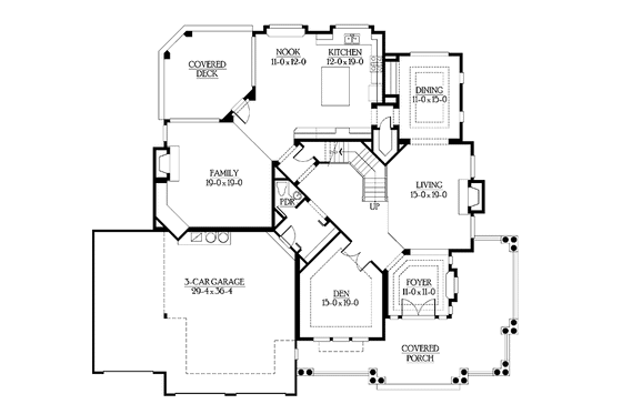 Floor Plan - Main Floor for Country House Plan #132-492 - 4 bed, 3.5 bath