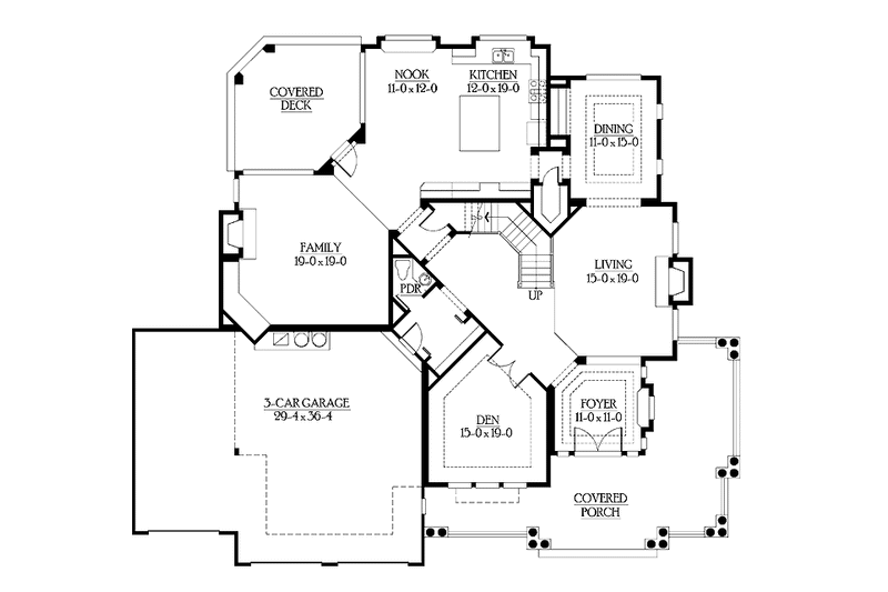 Home Plan - Floor Plan - Main Floor for Country House Plan #132-492 - 4 bed, 3.5 bath