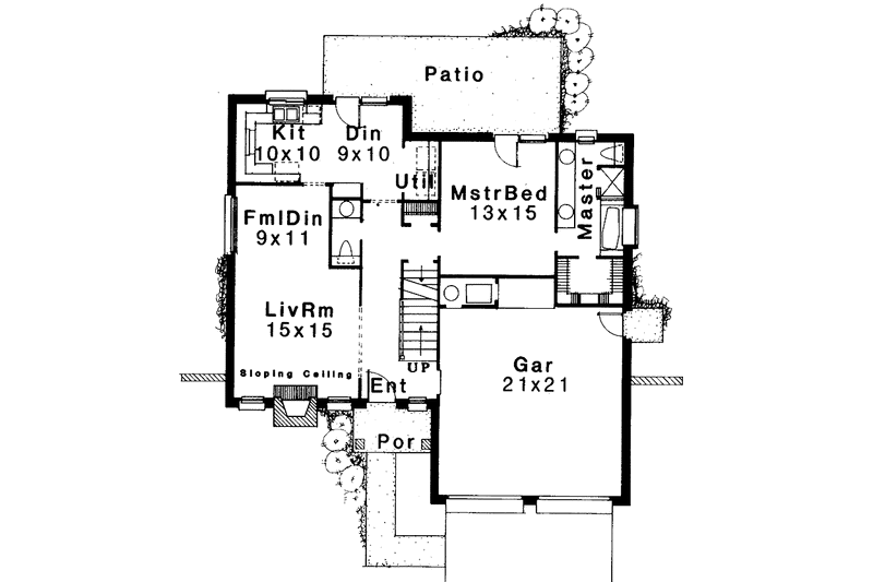 Dream House Plan - Floor Plan - Main Floor for Country House Plan #310-1209 - 3 bed, 2 bath