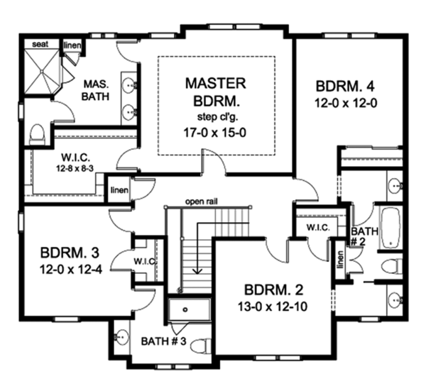 Home Plan - Colonial Floor Plan - Upper Floor Plan #1010-170