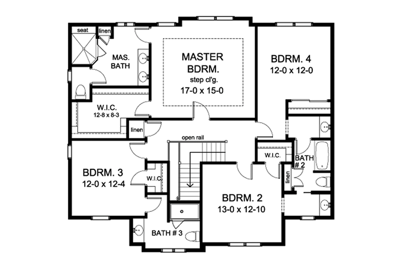 Home Plan - Floor Plan - Upper Floor for Colonial House Plan #1010-170 - 4 bed, 3.5 bath