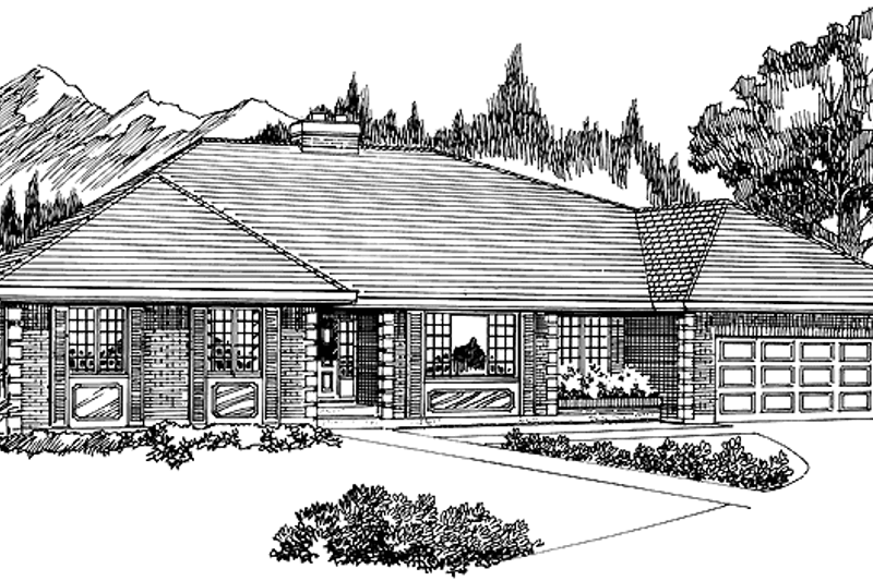 House Blueprint - Ranch Exterior - Front Elevation Plan #47-977