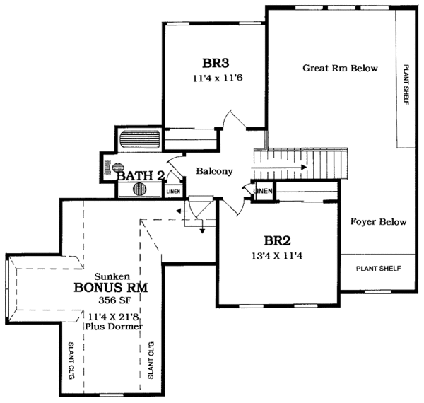 House Plan Design - Country Floor Plan - Upper Floor Plan #316-186