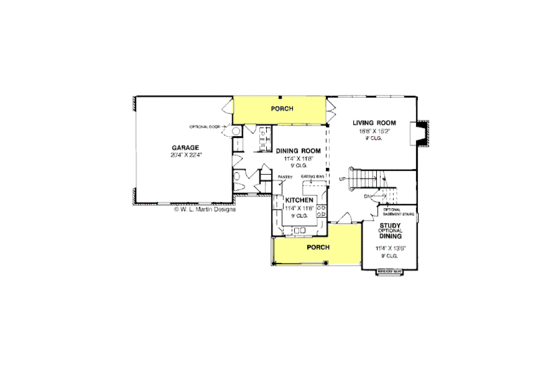 Floor Plan - Main Floor for Traditional House Plan #20-308 - 3 bed, 2.5 bath