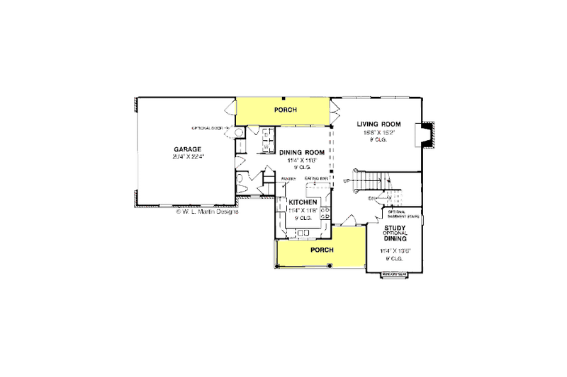 Home Plan - Floor Plan - Main Floor for Traditional House Plan #20-308 - 3 bed, 2.5 bath