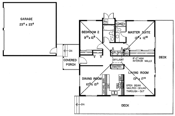 Floor Plan - Main Floor for Contemporary House Plan #60-786 - 2 bed, 2 bath