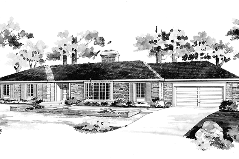 Architectural House Design - Ranch Exterior - Front Elevation Plan #72-567
